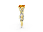 Heart Cut Citrine Solitaire Ring in Yellow gold with Interwoven Pavé Band and Prong Setting_2
