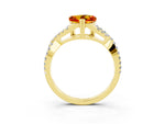 Heart Cut Citrine Solitaire Ring in Yellow gold with Interwoven Pavé Band and Prong Setting_3