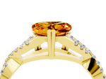 Heart Cut Citrine Solitaire Ring in Yellow gold with Interwoven Pavé Band and Prong Setting_4