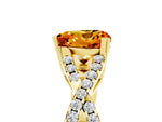 Heart Cut Citrine Solitaire Ring in Yellow gold with Interwoven Pavé Band and Prong Setting_5