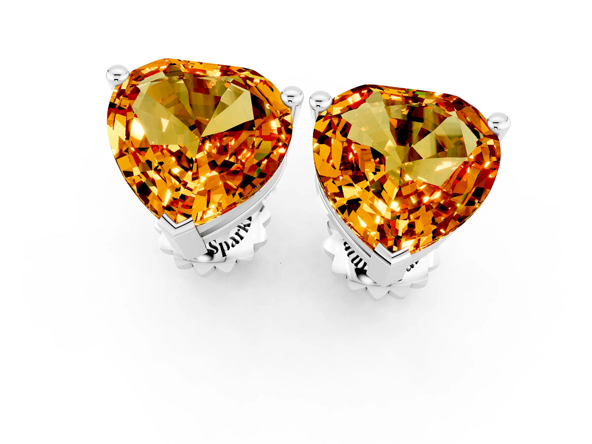 Heart Cut Citrine Stud Earrings in White gold with Basket Setting_1
