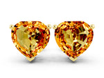 Heart Cut Citrine Stud Earrings in Yellow gold with Basket Setting