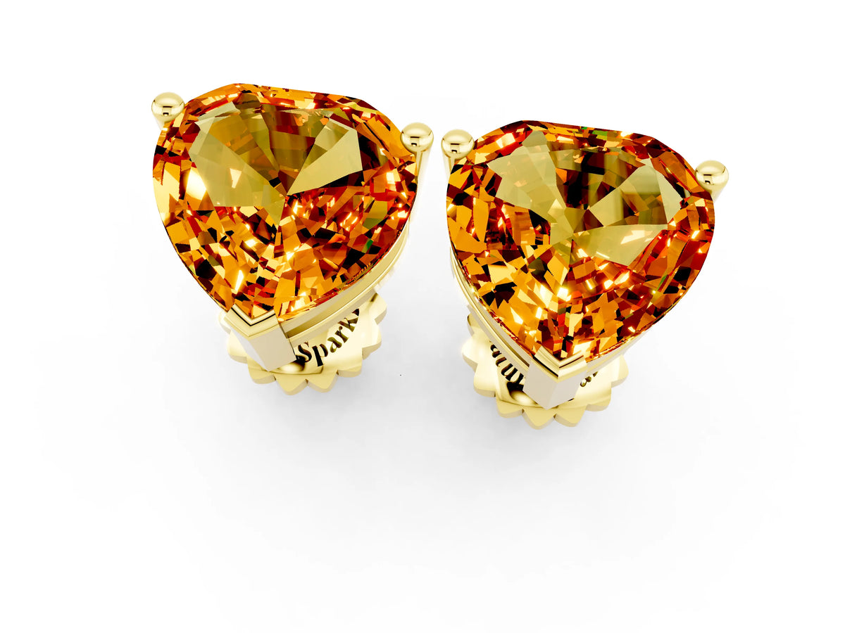 Heart Cut Citrine Stud Earrings in Yellow gold with Basket Setting_1
