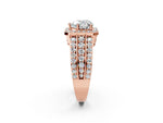 Heart Cut Diamond Halo Engagement Ring in Rose gold with Triple-Row Round Band_20