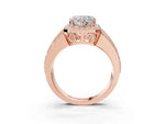 Heart Cut Diamond Halo Engagement Ring in Rose gold with Triple-Row Round Band_21