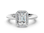 Heart Cut Diamond Halo Engagement Ring in White gold with Plain Split Shank and Prong Setting_78