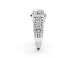 Heart Cut Diamond Halo Engagement Ring in White gold with Triple-Row Round Band_20