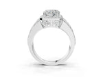 Heart Cut Diamond Halo Engagement Ring in White gold with Triple-Row Round Band_21