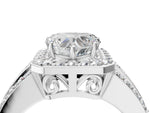 Heart Cut Diamond Halo Engagement Ring in White gold with Triple-Row Round Band_22