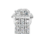 Heart Cut Diamond Halo Engagement Ring in White gold with Triple-Row Round Band_23