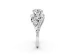 Heart Cut Diamond Halo Ring in Silver with Marquise and Pavé Band in Prong Setting_2