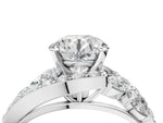 Heart Cut Diamond Halo Ring in Silver with Marquise and Pavé Band in Prong Setting_4