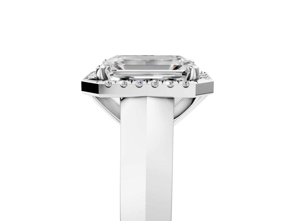 Heart Cut Diamond Halo Ring in White gold with Cathedral Band and Prong Setting_87