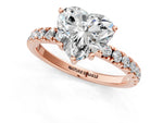 Heart Cut Diamond Hidden Halo Engagement Ring in Rose gold with Round Pavé Band_13