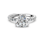 Heart Cut Diamond Hidden Halo Engagement Ring in White gold with Round Pavé Band_12