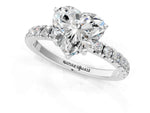 Heart Cut Diamond Hidden Halo Engagement Ring in White gold with Round Pavé Band_13