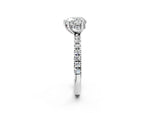 Heart Cut Diamond Hidden Halo Engagement Ring in White gold with Round Pavé Band_14