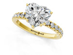 Heart Cut Diamond Hidden Halo Engagement Ring in Yellow gold with Round Pavé Band_13