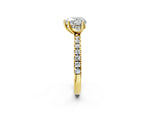 Heart Cut Diamond Hidden Halo Engagement Ring in Yellow gold with Round Pavé Band_14