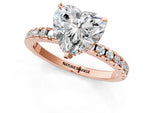 Heart Cut Diamond Hidden Halo Solitaire Ring in Rose gold with Round Pavé Band and Prong Setting_37