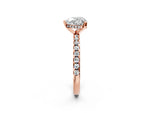 Heart Cut Diamond Hidden Halo Solitaire Ring in Rose gold with Round Pavé Band and Prong Setting_38