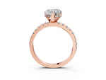 Heart Cut Diamond Hidden Halo Solitaire Ring in Rose gold with Round Pavé Band and Prong Setting_39