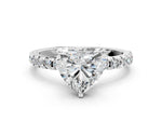 Heart Cut Diamond Hidden Halo Solitaire Ring in White gold with Round Pavé Band and Prong Setting_24