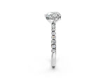 Heart Cut Diamond Hidden Halo Solitaire Ring in White gold with Round Pavé Band and Prong Setting_26