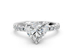 Heart Cut Diamond Hidden Halo Solitaire Ring in White gold with Round Pavé Band and Prong Setting_36