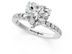 Heart Cut Diamond Hidden Halo Solitaire Ring in White gold with Round Pavé Band and Prong Setting_37