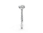 Heart Cut Diamond Hidden Halo Solitaire Ring in White gold with Round Pavé Band and Prong Setting_38