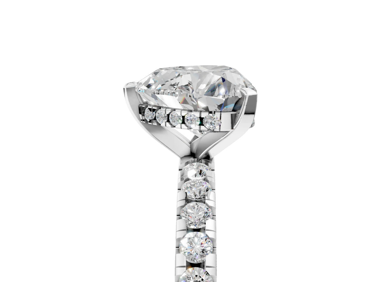 Heart Cut Diamond Hidden Halo Solitaire Ring in White gold with Round Pavé Band and Prong Setting_41