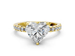 Heart Cut Diamond Hidden Halo Solitaire Ring in Yellow gold with Round Pavé Band and Prong Setting_36