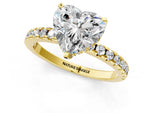 Heart Cut Diamond Hidden Halo Solitaire Ring in Yellow gold with Round Pavé Band and Prong Setting_37