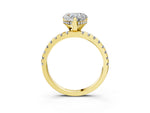 Heart Cut Diamond Hidden Halo Solitaire Ring in Yellow gold with Round Pavé Band and Prong Setting_39