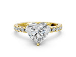 Heart Cut Diamond Hidden Halo Solitaire Ring in Yellow gold with Round Pavé Band and Prong Setting_48