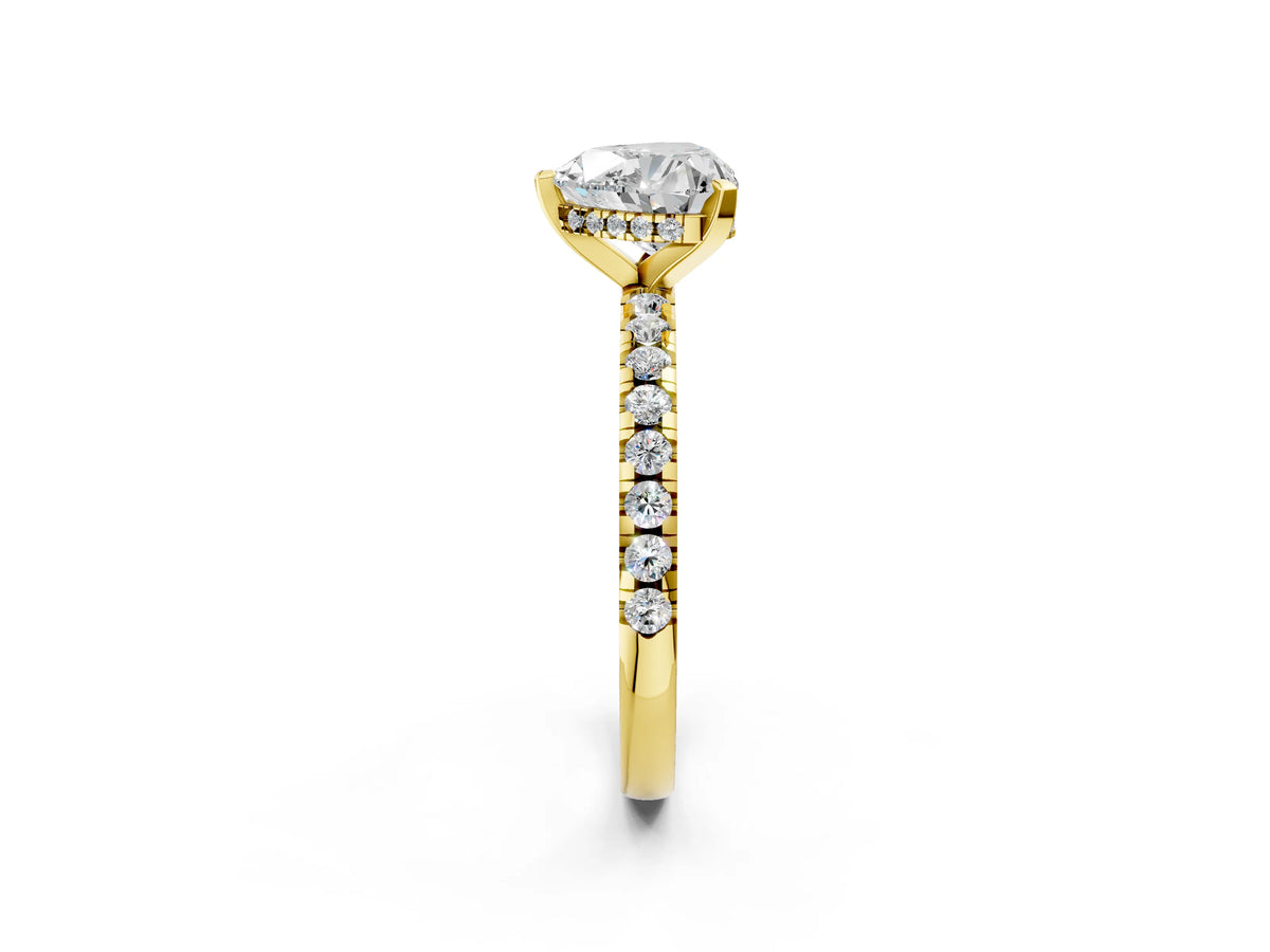 Heart Cut Diamond Hidden Halo Solitaire Ring in Yellow gold with Round Pavé Band and Prong Setting_50