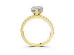 Heart Cut Diamond Hidden Halo Solitaire Ring in Yellow gold with Round Pavé Band and Prong Setting_51