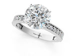 Heart Cut Diamond Milgrain Pavé Engagement Ring in Silver with Prong Setting_1
