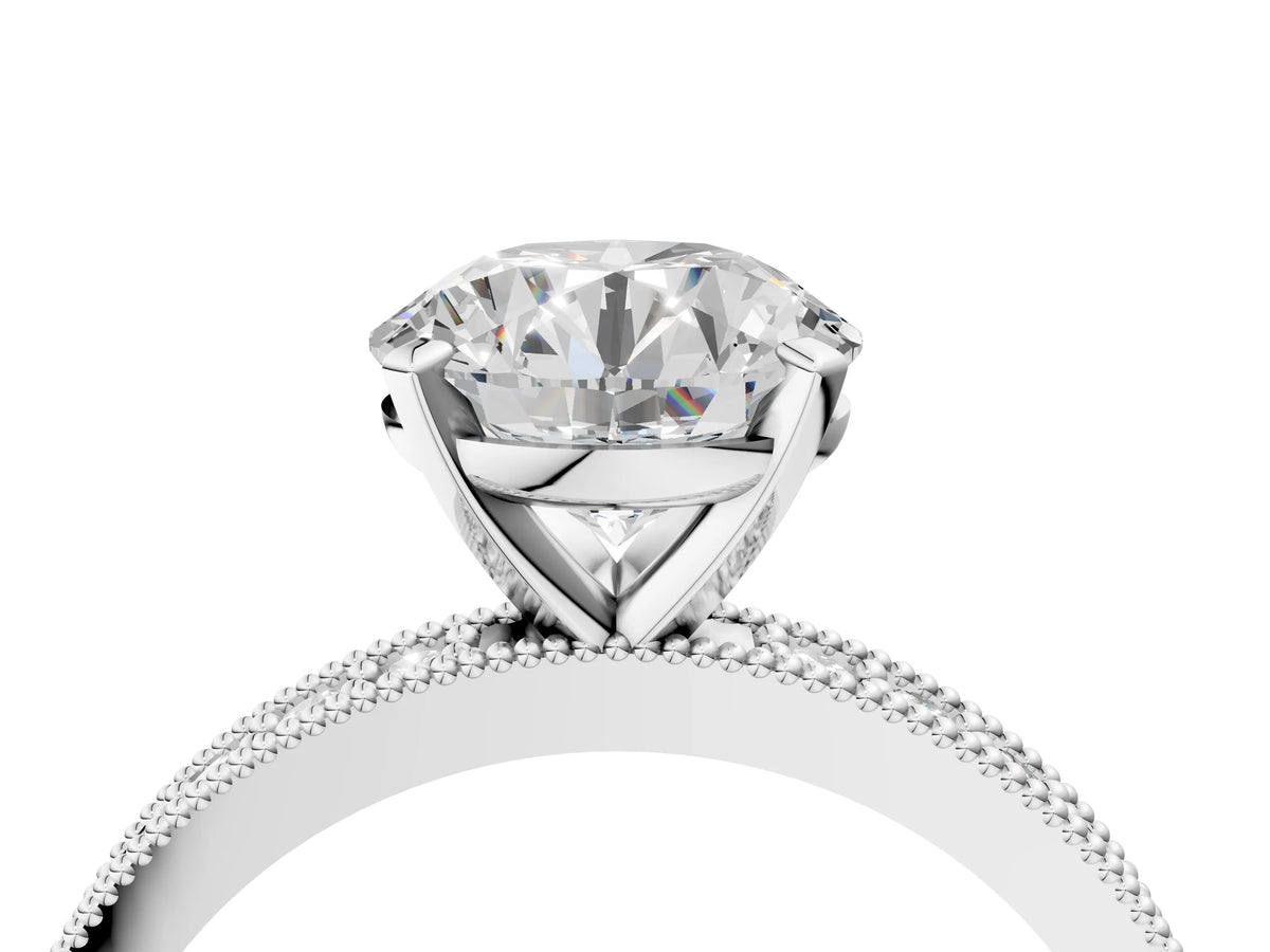 Heart Cut Diamond Milgrain Pavé Engagement Ring in Silver with Prong Setting_4