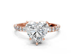 Heart Cut Diamond Pavé Band Solitaire Ring in Rose gold with Round Accents_24