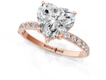 Heart Cut Diamond Pavé Band Solitaire Ring in Rose gold with Round Accents_25