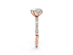 Heart Cut Diamond Pavé Band Solitaire Ring in Rose gold with Round Accents_26