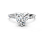 Heart Cut Diamond Pavé Band Solitaire Ring in White gold with Round Accents_24