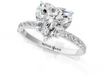 Heart Cut Diamond Pavé Band Solitaire Ring in White gold with Round Accents_25