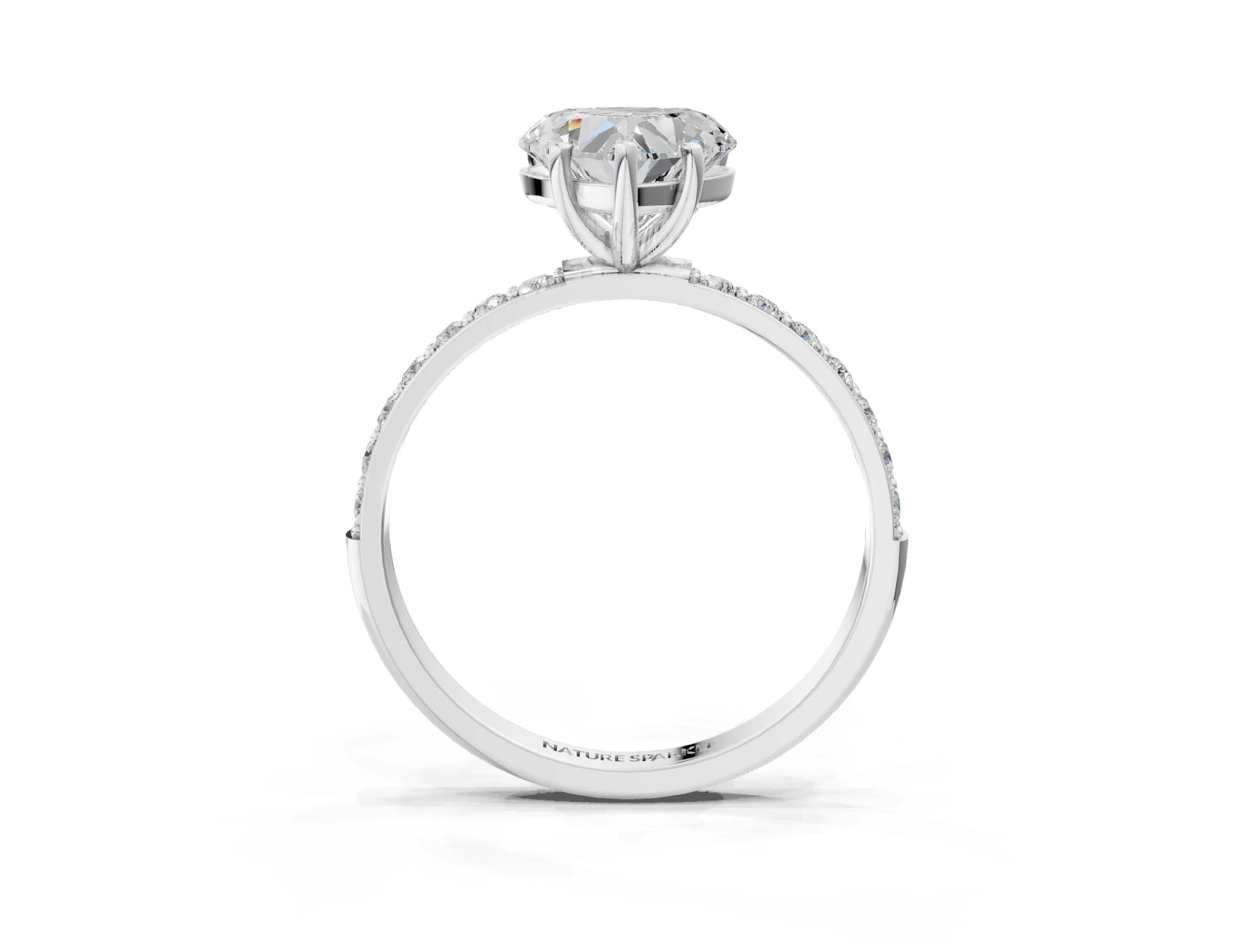Heart Cut Diamond Pavé Band Solitaire Ring in White gold with Round Accents_27