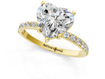 Heart Cut Diamond Pavé Band Solitaire Ring in Yellow gold with Round Accents_25