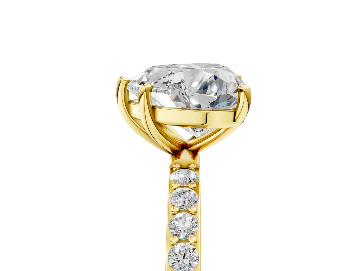 Heart Cut Diamond Pavé Band Solitaire Ring in Yellow gold with Round Accents_29