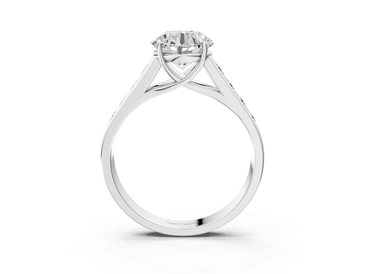 Heart Cut Diamond Solitaire Engagement Ring in White gold with Channel-Set Band and Prong Setting_81