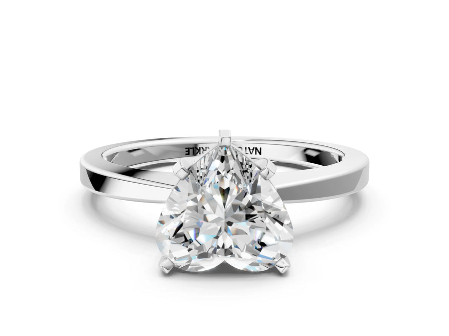Heart Cut Diamond Solitaire Engagement Ring in Silver with Prong Setting